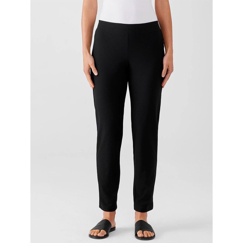 Eileen Fisher Washable Stretch Crepe Pant in Black Size Large Minimalist Classic